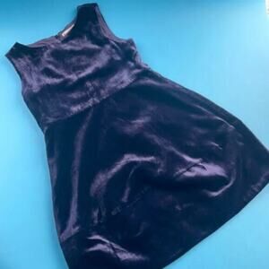 Crewcuts Girls Blue Crew Neck Sleeveless Velour Fit & Flare Dress Size 6